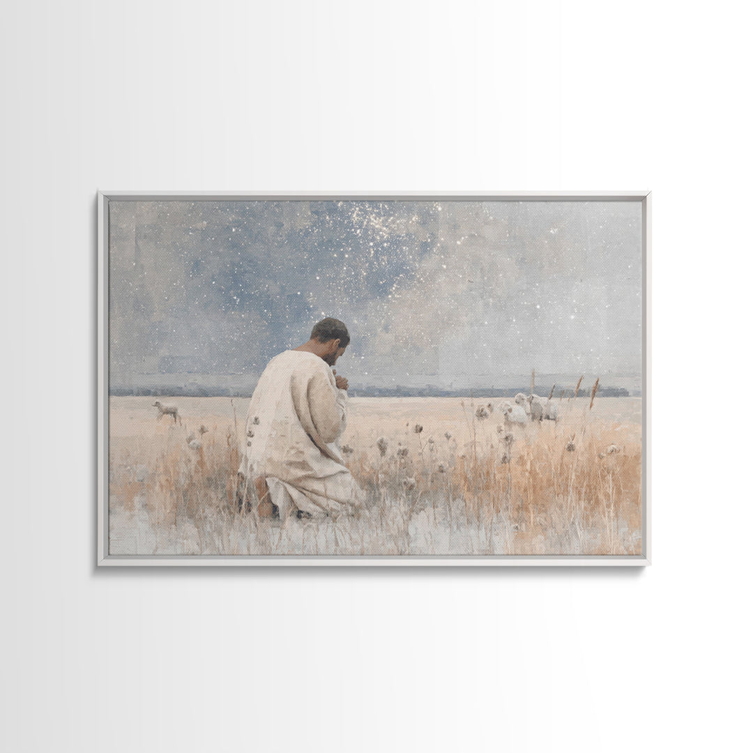 Night Of Prayer – Framed Canvas Print – Christian Wall Art – Jesus Painting – Christian Art Canvas – Vintage Christian Art – Christian Gift