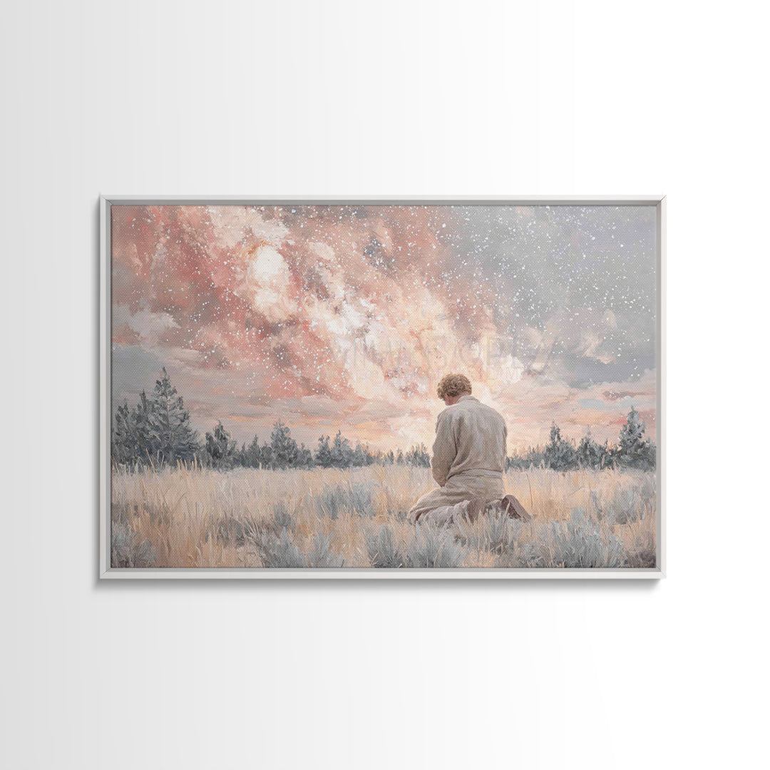 Heavens In Quiet – Framed Canvas Print – Christian Wall Art – Christian Art Canvas – Modern Christian Art – Christian Gift – Jesus Painting