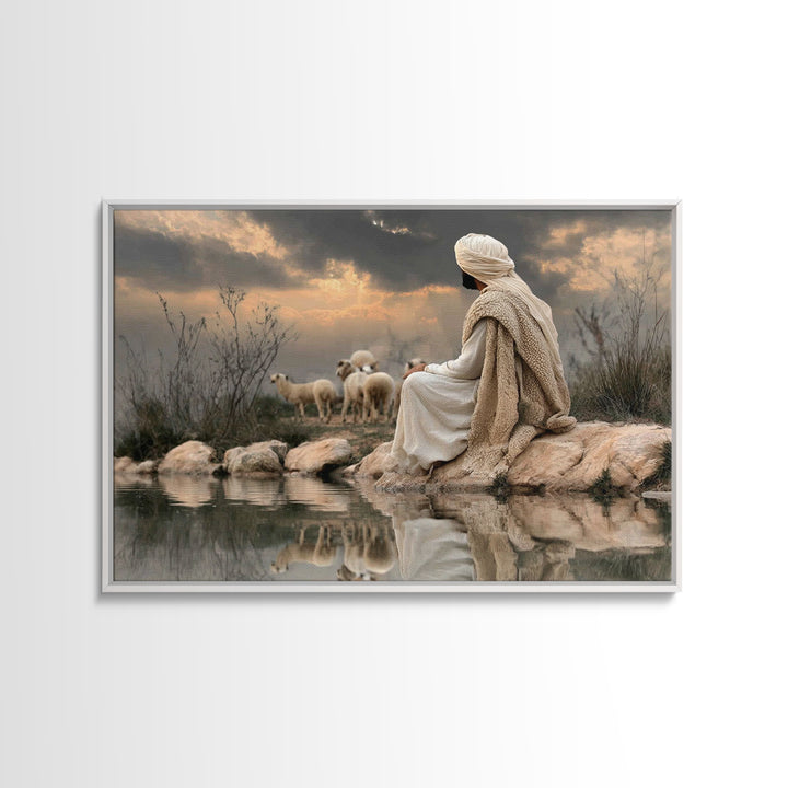 Still Waters Light – Framed Canvas Print – Christian Art Canvas – Christian Wall Art – Christian Painting – Modern Christian Art – Christia