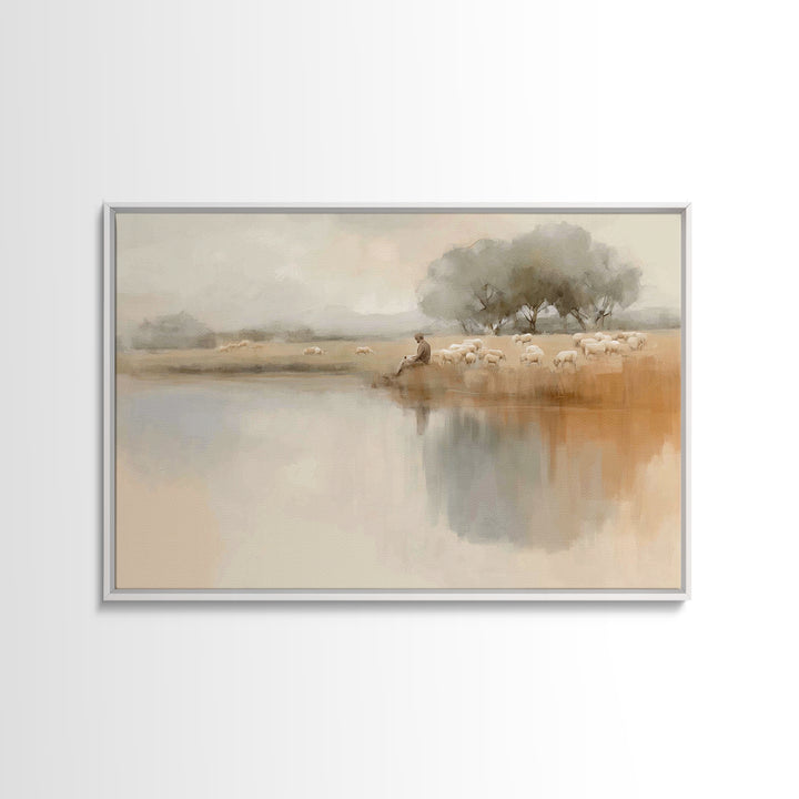 Still Waters Calling, Framed Canvas Print, Christian Wall Art, Christian Art Canvas, Christian Christmas Art, Modern Christian Art, Jesus P