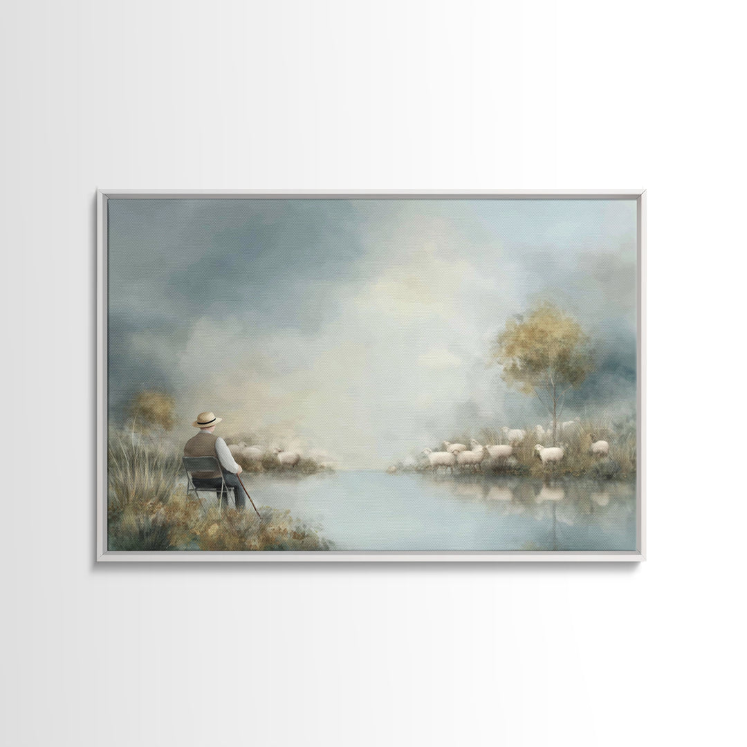 Quiet Meadow Watch – Framed Canvas Print – Christian Art Canvas – Christian Wall Art – Christian Gift Ideas – Christmas Art – Jesus Paintin