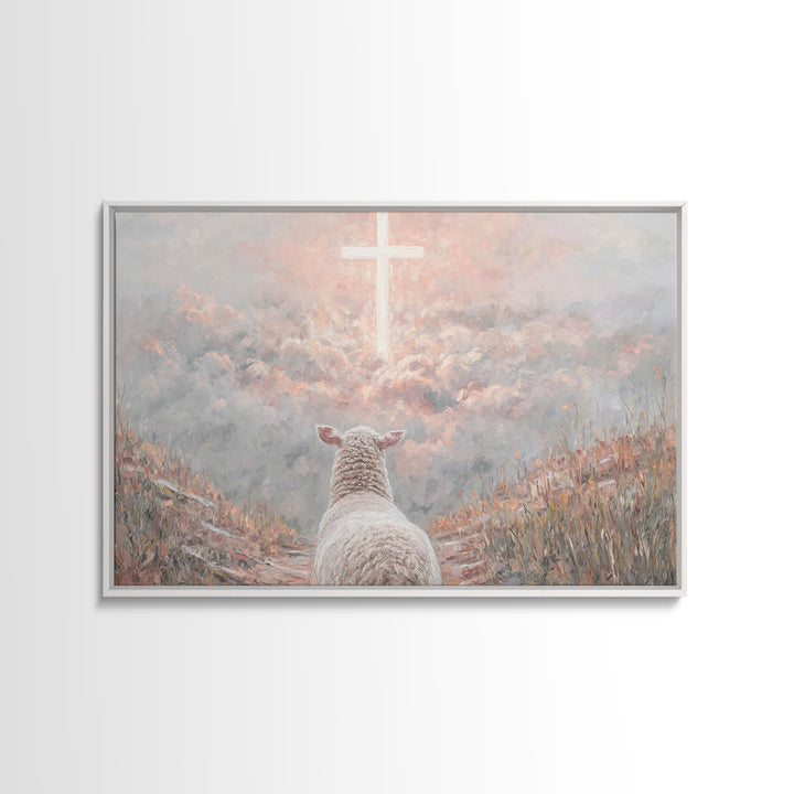 Heaven’s Guiding Cross – Framed Canvas Print – Christian Wall Art – Christian Art Canvas – Christian Christmas Art – Jesus Painting – Chris