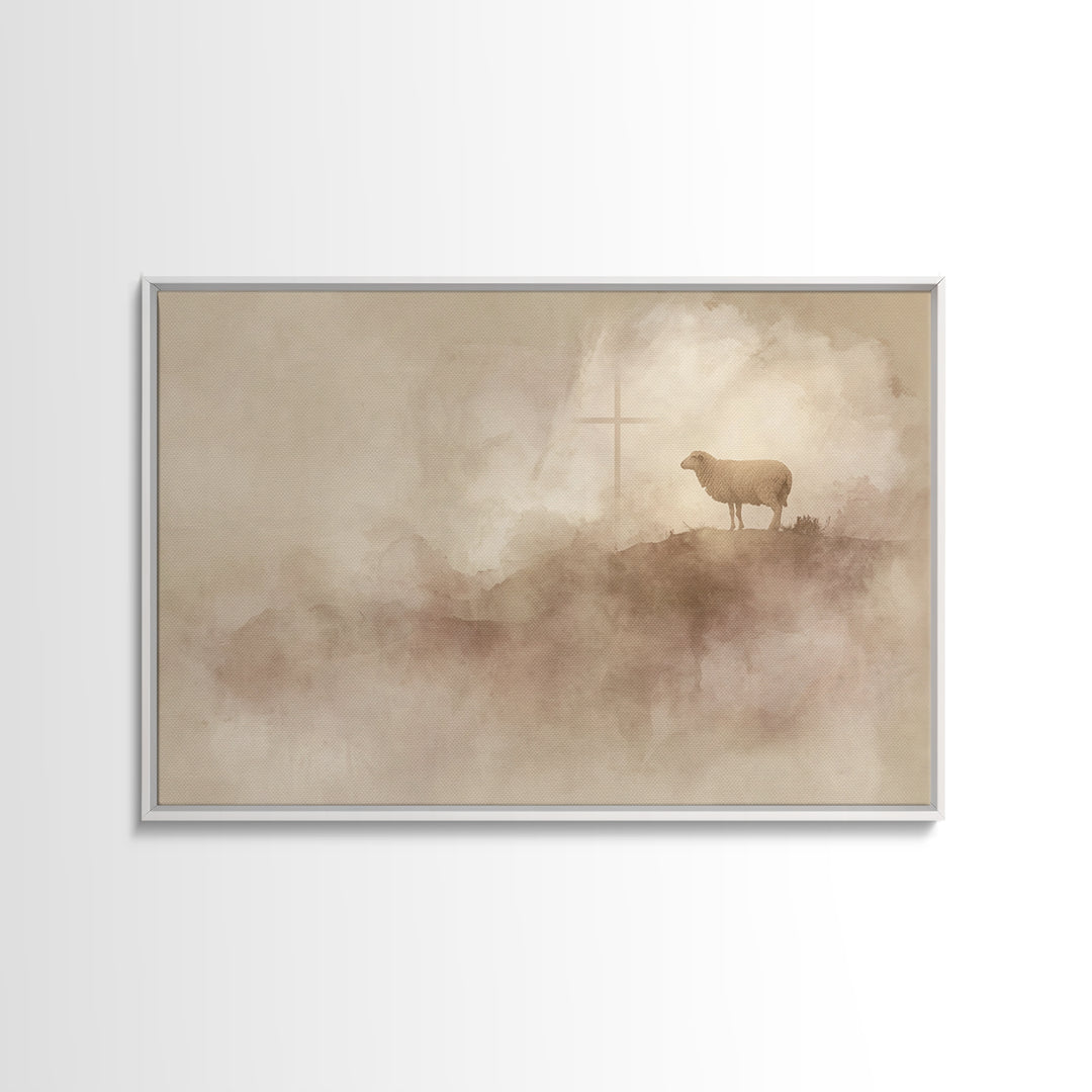Lone Hill Faith | Framed Canvas Print | Christian Art Canvas | Christian Wall Art | Christian Christmas Art | Subtle Christian Art | Christ