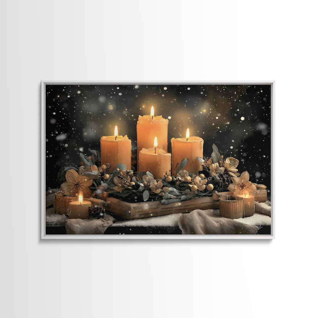 Winter Vigil | Framed Canvas Print | Christmas Wall Art | Christian Art Print | Moody Christmas Art | Christian Christmas Decor | Christian
