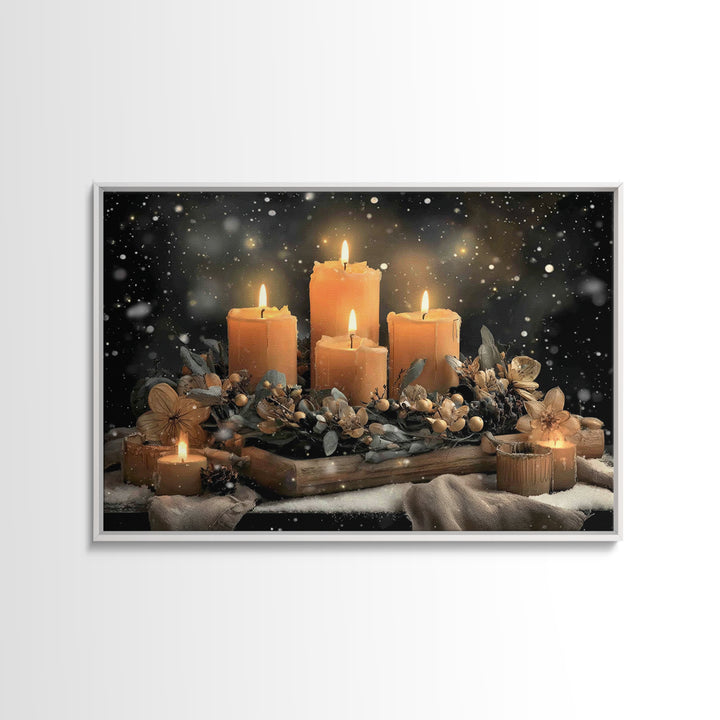Winter Vigil | Framed Canvas Print | Christmas Wall Art | Christian Art Print | Moody Christmas Art | Christian Christmas Decor | Christian