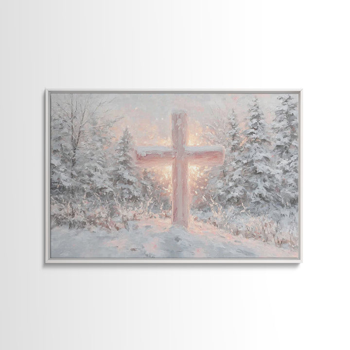 Snowlit Savior Light, Framed Canvas Print, Christian Art Canvas, Christian Christmas Art, Christian Wall Art, Christian Gift Ideas, Modern