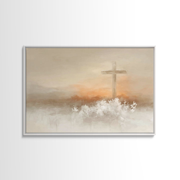 Frosted Morning Cross, Framed Canvas Print, Christian Art Canvas, Christian Wall Art, Christian Christmas Art, Subtle Christian Art, Christ