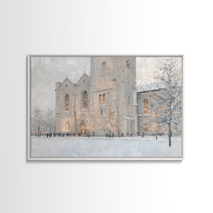 Evening Mass Arrival – Framed Canvas Print – Christmas Wall Art – Christian Art Canvas – Christian Christmas Art – Framed Christmas Art – C