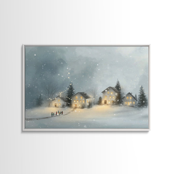 Winter Village Joy – Framed Canvas Print – Christmas Wall Art – Christian Christmas Art – Christmas Art Prints – Christian Decor – Framed C