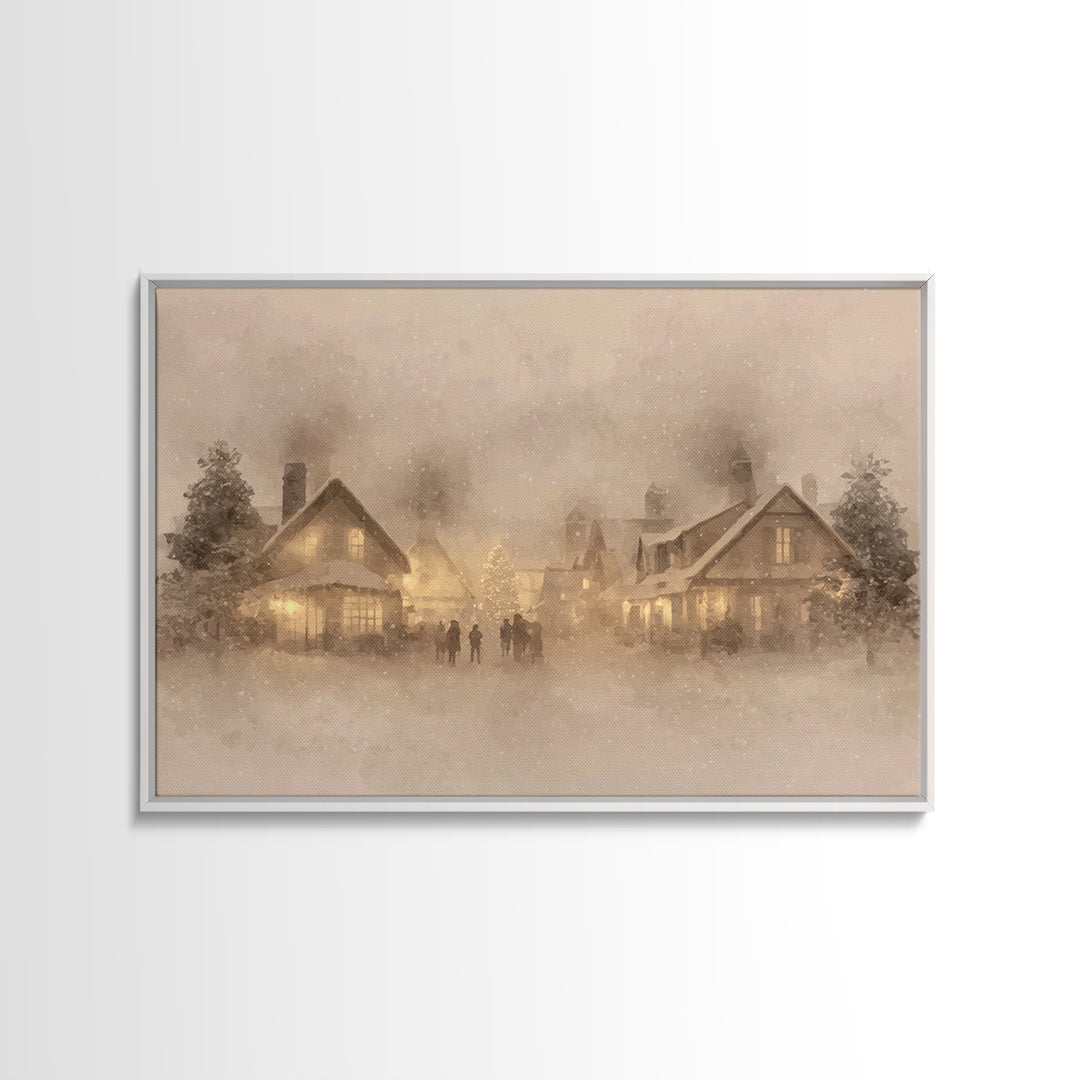 Village Noel Peace | Framed Canvas Print | Christmas Wall Art | Framed Christmas Art | Christian Christmas Art | Christmas Art Prints | Chr