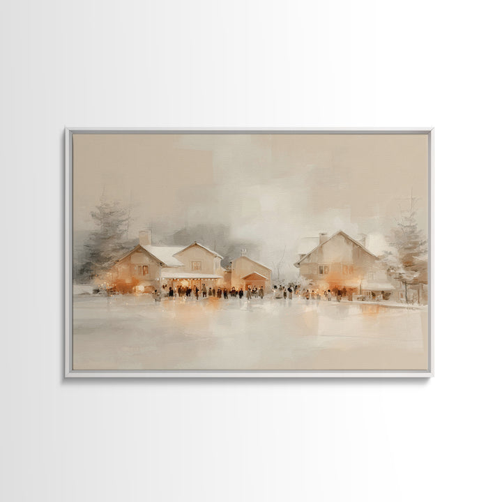 Festive Hearth Lane, Framed Canvas Print, Christmas Wall Art, Framed Christmas Art, Christian Christmas Art, Christmas Art Prints, Christia