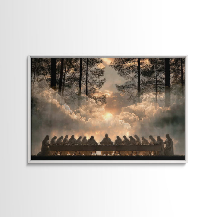 Divine Dawn Gathering, Framed Canvas Print, Christian Wall Art, Christian Art Canvas, Jesus Christmas Art, Christian Decor, Christian Gift