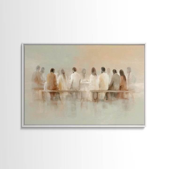 Holy Evening Communion, Framed Canvas Print, Christian Wall Art, Christian Art Canvas, Subtle Christian Art, Jesus Painting, Christian Chri