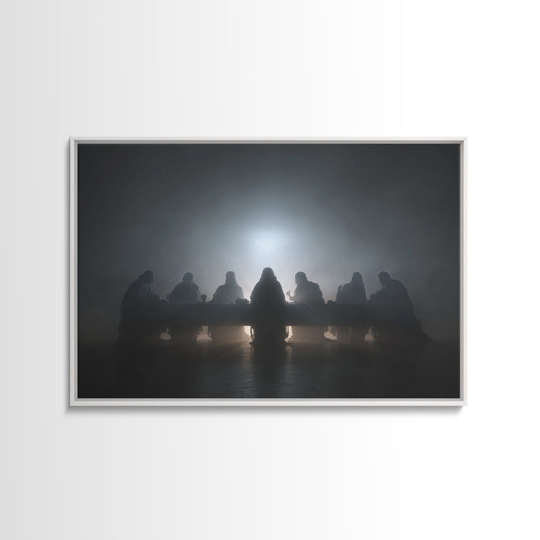 Clouded Supper Reverence – Framed Canvas Print – Christian Wall Art – Abstract Christian Art – Jesus Painting – Christian Art Canvas – Chri