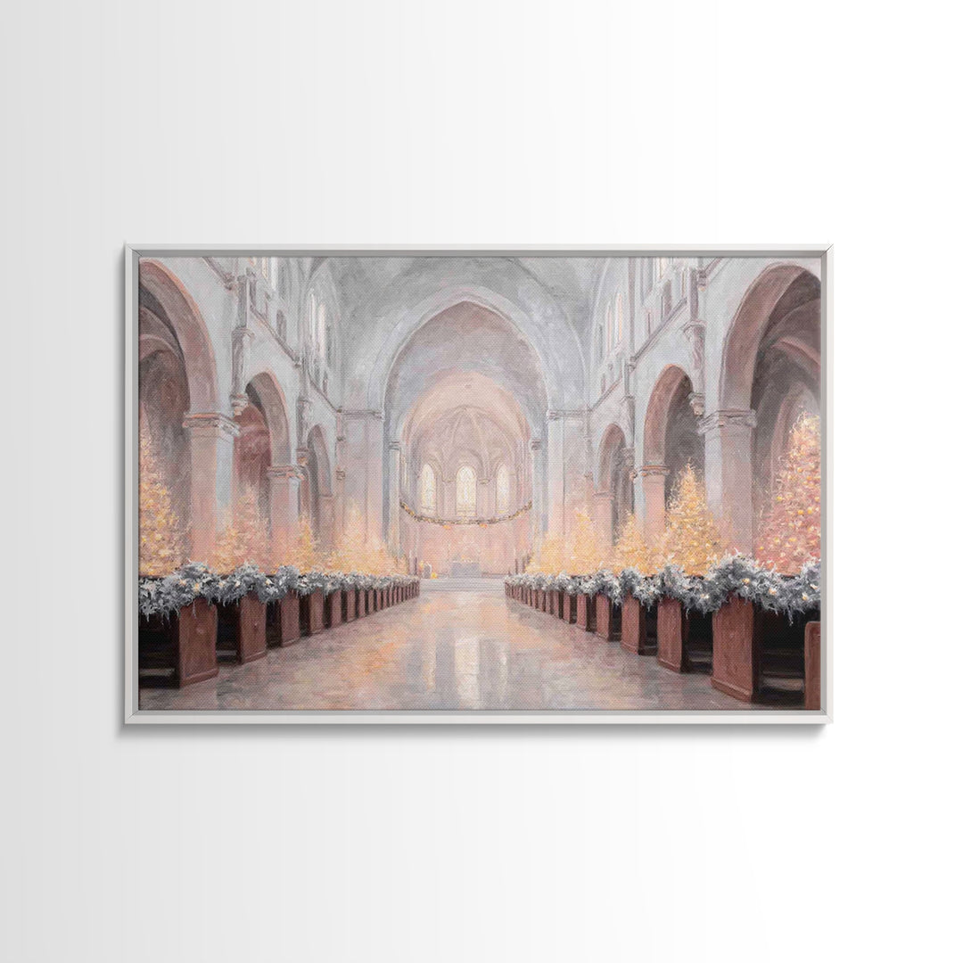 Candlelit Chapel | Framed Canvas Print | Christian Christmas Art | Framed Christian Art | Christmas Wall Art | Subtle Christian Paintings |