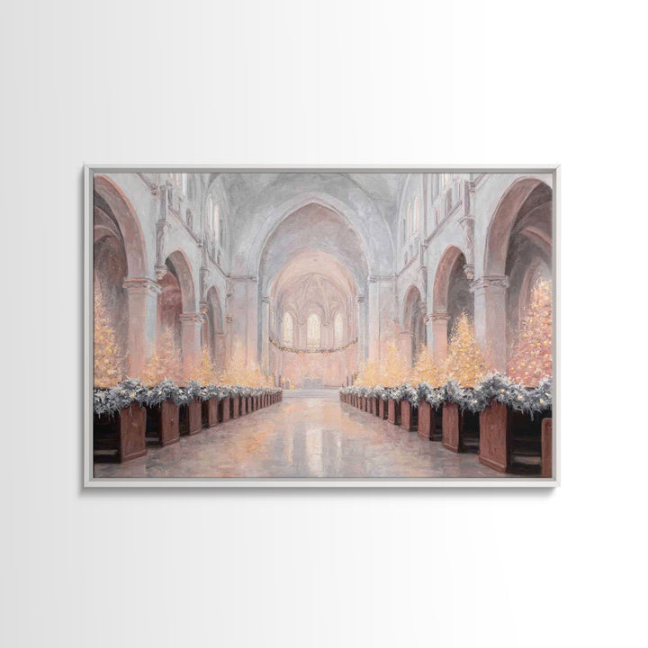Candlelit Chapel | Framed Canvas Print | Christian Christmas Art | Framed Christian Art | Christmas Wall Art | Subtle Christian Paintings |