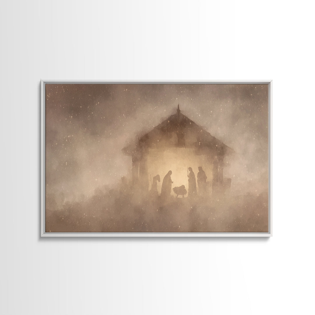 Holy Manger Night | Framed Canvas Print | Christian Wall Art | Christian Christmas Art | Christmas Art | Christian Art Canvas | Jesus Chris