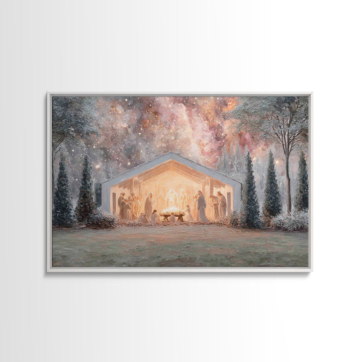 Glory In The Stable – Framed Canvas Print – Christmas Art – Christian Wall Art – Jesus Christmas Art – Christian Art Canvas – Christian Chr
