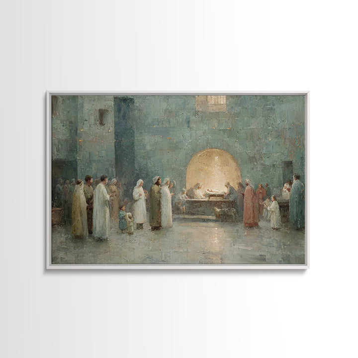 Bethlehem Gathering, Framed Canvas Print, Christian Wall Art, Christian Christmas Art, Christmas Art, Christian Art Canvas, Christian Decor
