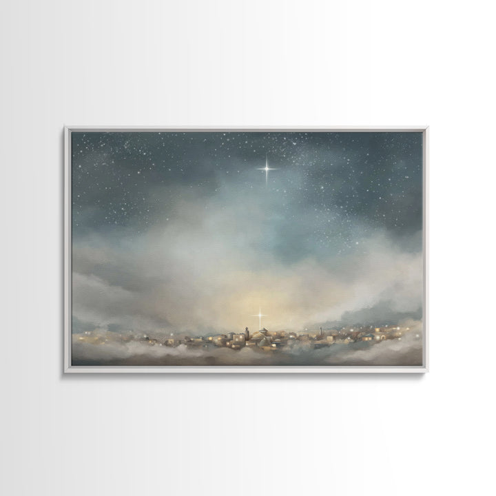 Guiding Star Over Bethlehem | Framed Canvas Print | Christmas Art | Christian Wall Art | Christian Christmas Art | Christian Art Canvas | C