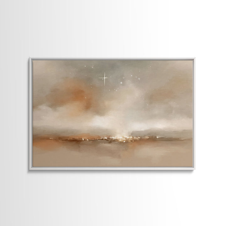 Silent Bethlehem Glow – Framed Canvas Print – Christmas Art – Christian Wall Art – Christian Christmas Art – Christian Art Canvas – Christm