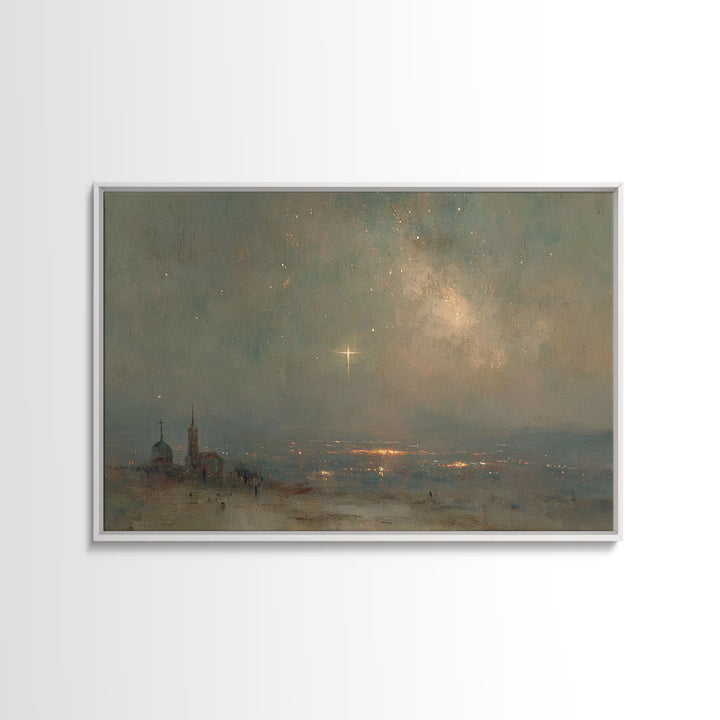 Horizon Star Promise, Framed Canvas Print, Christian Wall Art, Christian Art Canvas, Christmas Art, Christian Christmas Art, Subtle Christi