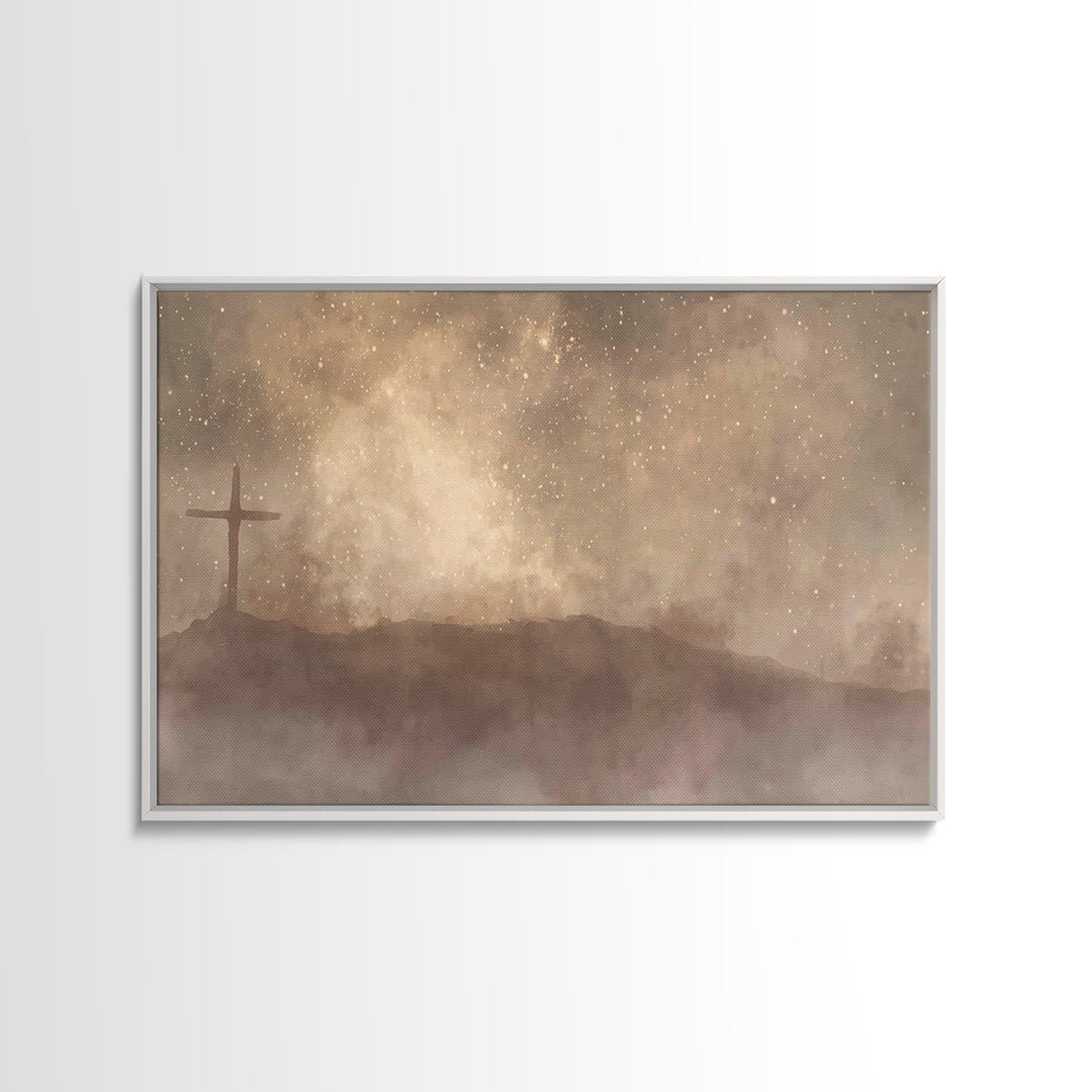 Cross Above The Hills | Framed Canvas Print | Christian Wall Art | Christian Art Canvas | Christian Art | Christian Gift Ideas | Christian