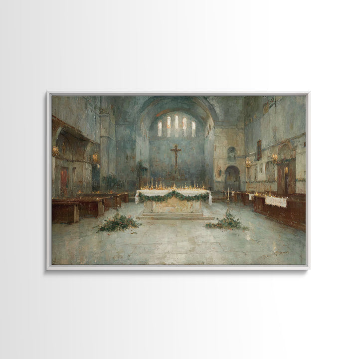 Holy Night Chapel | Framed Canvas Print | Christian Art Work | Modern Christian Art | Christmas Wall Art | Christian Christmas Art | Christ