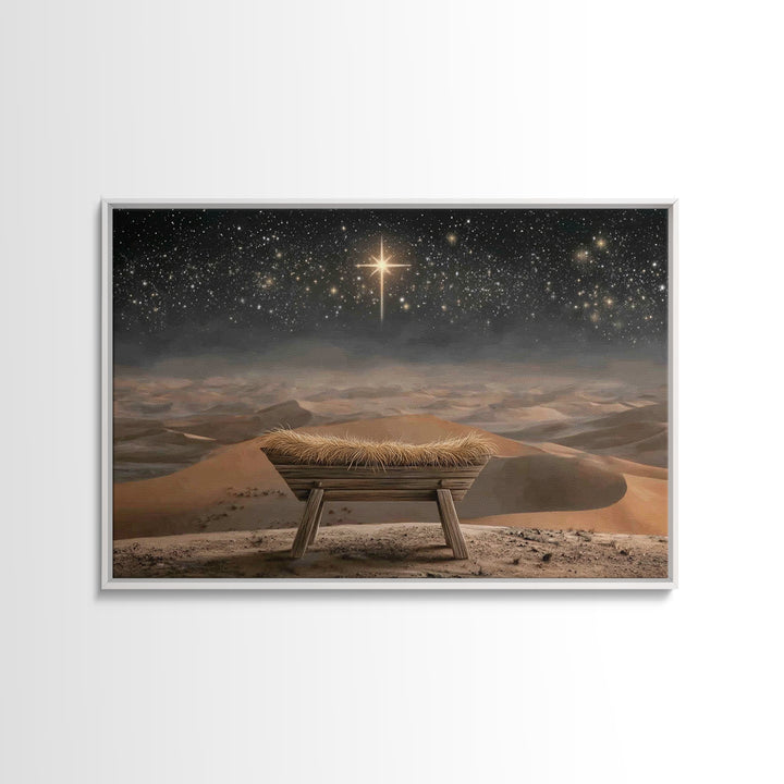 The Waiting Manger – Framed Canvas Print – Christian Wall Art – Christian Art Canvas – Christmas Art – Jesus Christmas Art – Christian Chri