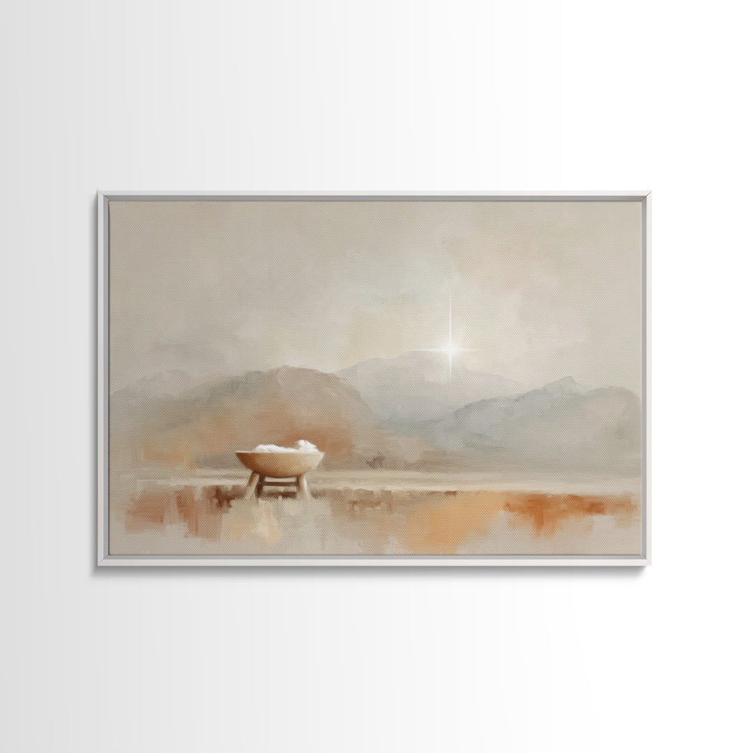 Holy Dawn Cradle, Framed Canvas Print, Christian Wall Art, Christian Art Canvas, Christmas Art, Christian Christmas Art, Christian Gift Ide