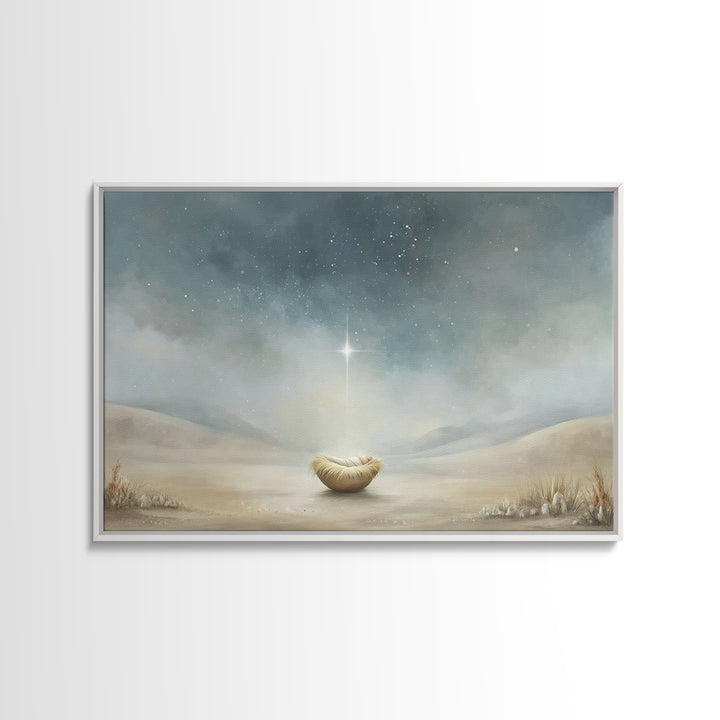Infant Under Heaven | Framed Canvas Print | Christian Wall Art | Christian Art Canvas | Jesus Christmas Art | Christmas Art | Christian Chr