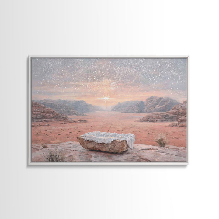 Nativity Sky Wonder, Framed Canvas Print, Christian Wall Art, Christian Art Canvas, Christmas Art, Jesus Christmas Art, Christian Christmas