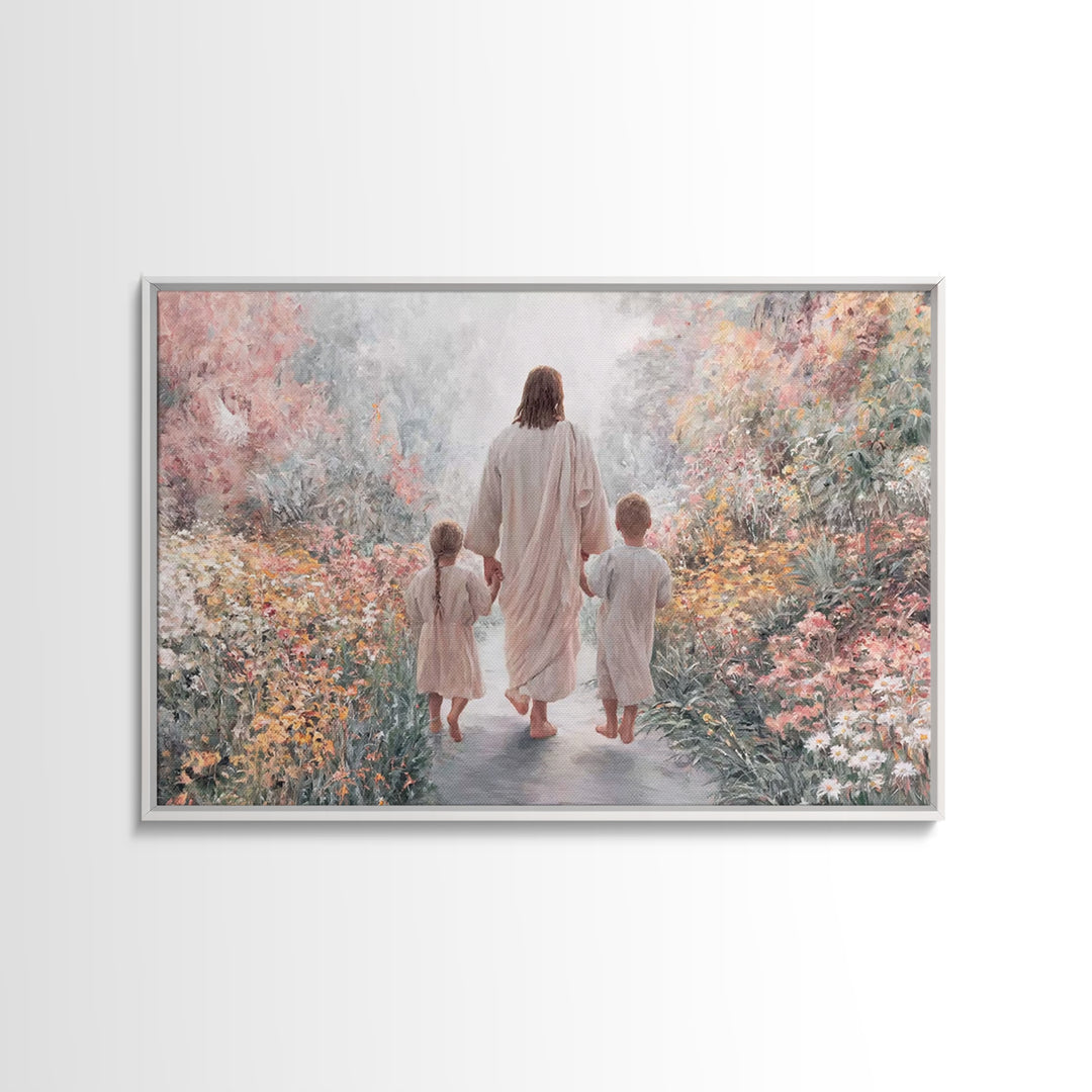 Garden Path Savior – Framed Canvas Print – Christian Wall Art – Christian Art Canvas – Christian Paintings – Christian Art – Christian Gift
