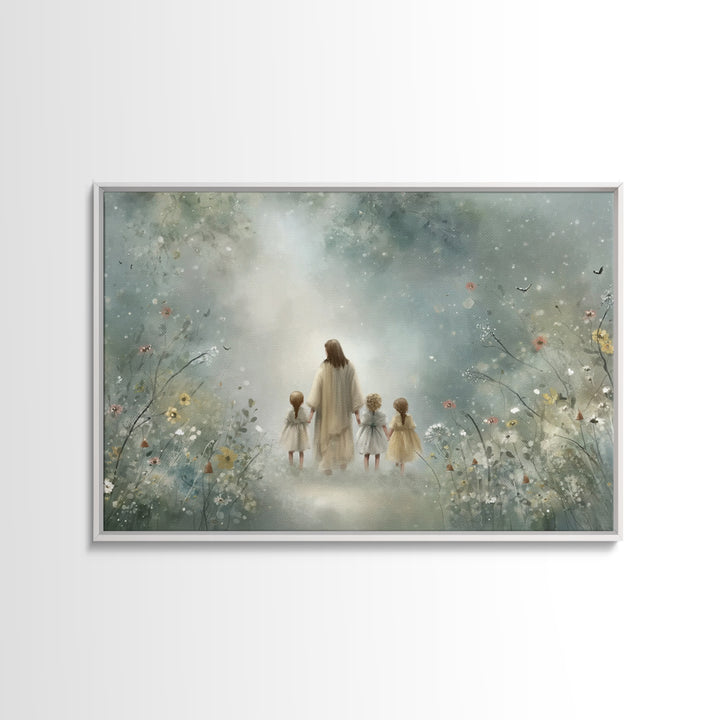 Blossoms Of Heaven, Framed Canvas Print, Christian Art Print, Jesus Painting Canvas, Subtle Christian Art, Christian Wall Art, Christian Gi