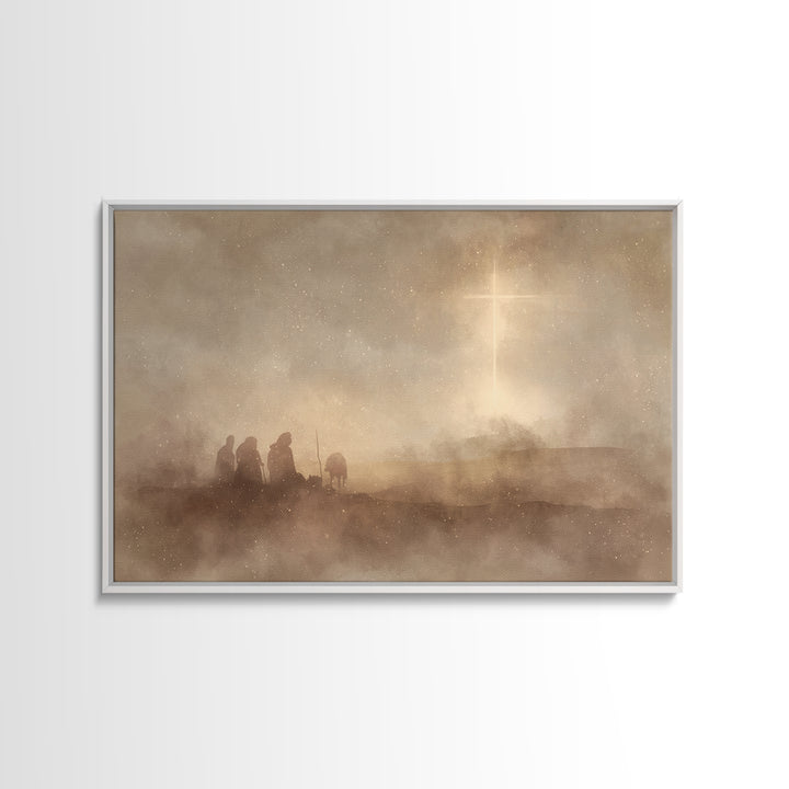 Silent Night Watch | Framed Canvas Print | Moody Christmas Art | Christian Christmas Art | Christmas Canvas Wall Art | Christian Art Canvas