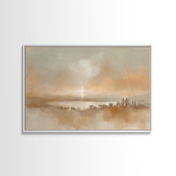 Humble Shepherd Dawn, Framed Canvas Print, Christian Christmas Art, Christmas Wall Art, Framed Christmas Art, Christian Art Print, Christma