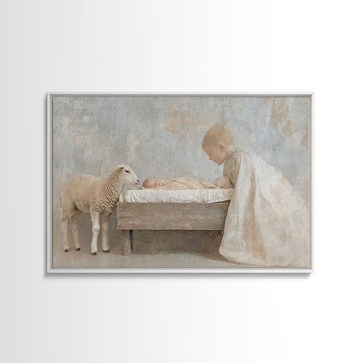 Divine Birthlight, Framed Canvas Print, Christian Art Canvas, Jesus Painting, Christian Christmas Art, Framed Christmas Wall Art, Christian
