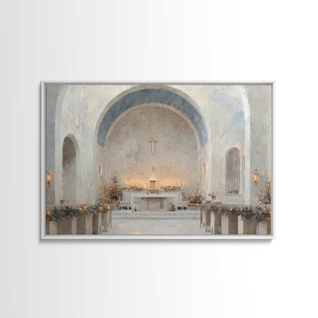 Evergreen Sanctuary | Framed Canvas Print | Christian Wall Art | Christmas Art Prints | Christian Art Canvas | Modern Christmas Art | Chris