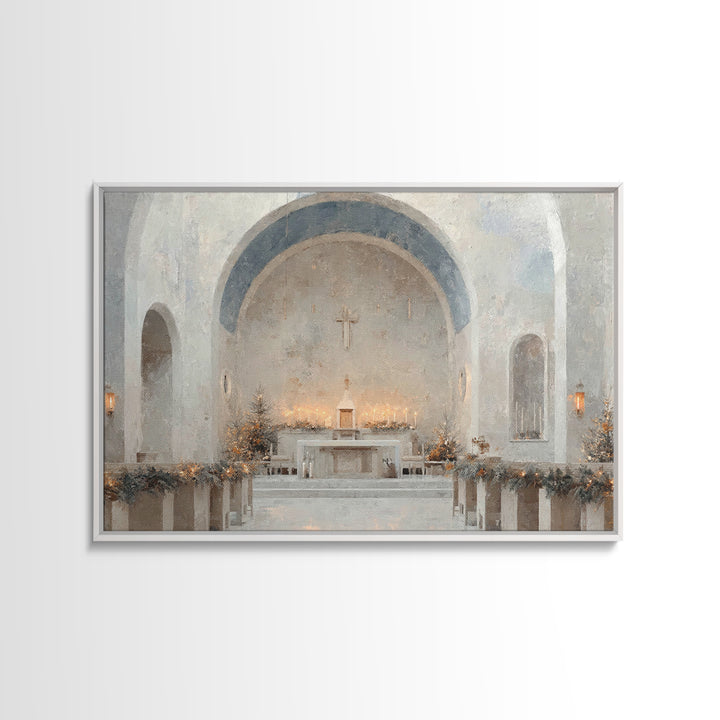 Evergreen Sanctuary | Framed Canvas Print | Christian Wall Art | Christmas Art Prints | Christian Art Canvas | Modern Christmas Art | Chris