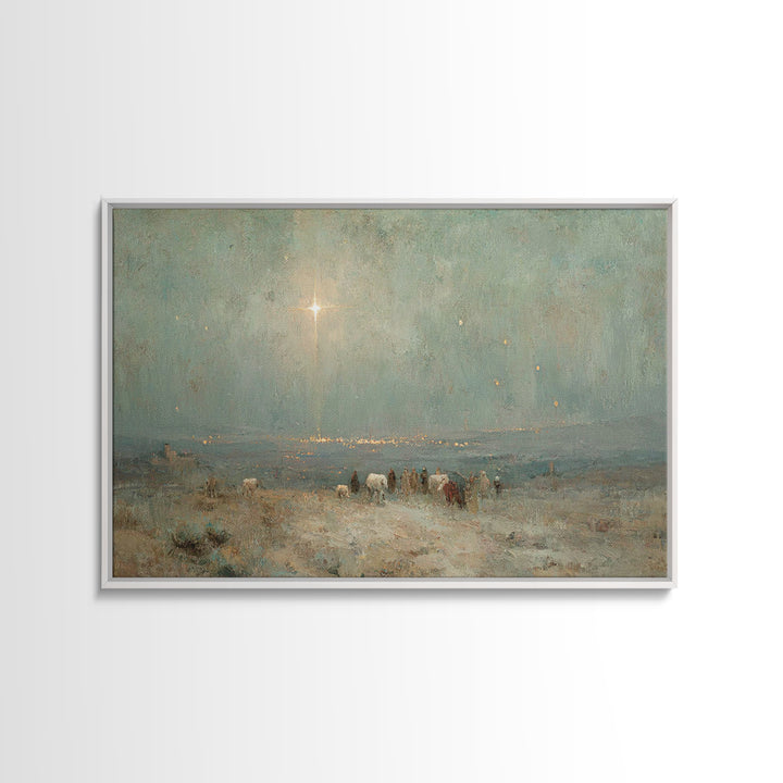 Holy Night Journey, Framed Canvas Print, Christian Art Canvas, Christmas Wall Art, Christian Christmas Decorations, Christmas Art Prints, C