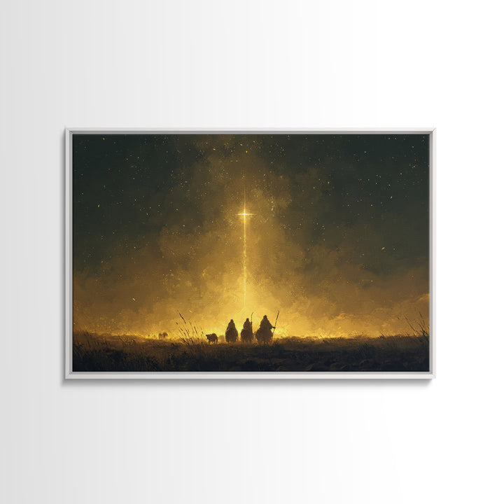 Guiding Star Path – Framed Canvas Print – Christmas Art Prints – Christian Art Canvas – Christian Christmas Decor – Modern Christmas Art –