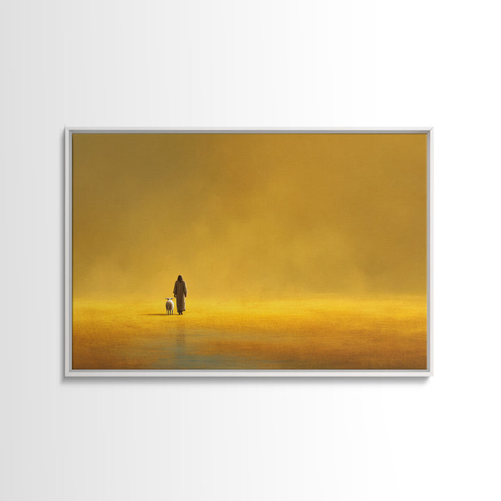 Golden Field Grace | Framed Canvas Print | Minimalist Christian Art | Christian Art Canvas | Jesus Painting Canvas | Christian Decor For Ho