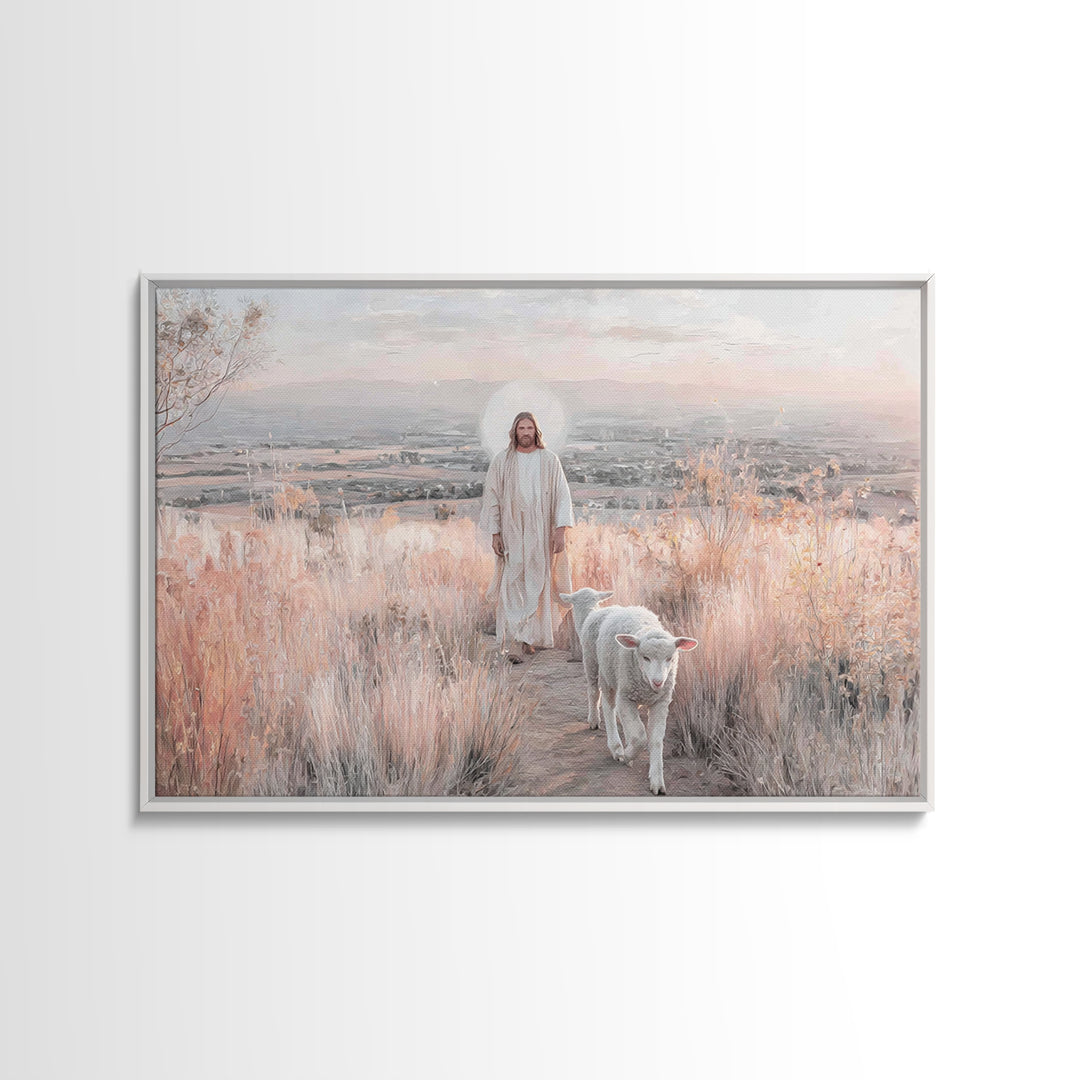 Radiant Path Light, Framed Canvas Print, Christian Art Print, Jesus Painting, Christian Decor, Large Christian Art, Subtle Christian Painti