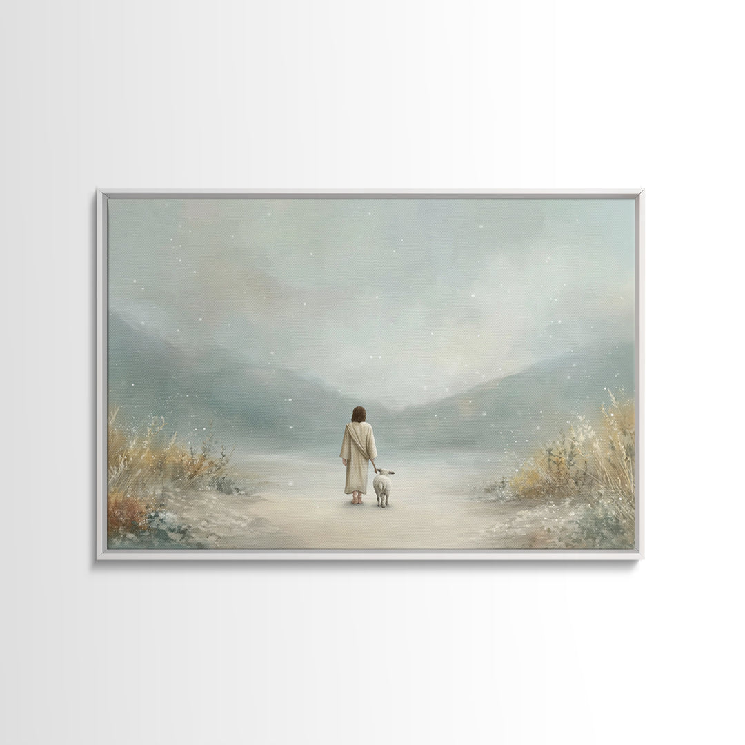 Still Waters Faith – Framed Canvas Print – Christian Art Canvas – Minimalist Christian Art – Jesus Painting – Christian Decor – Christian G