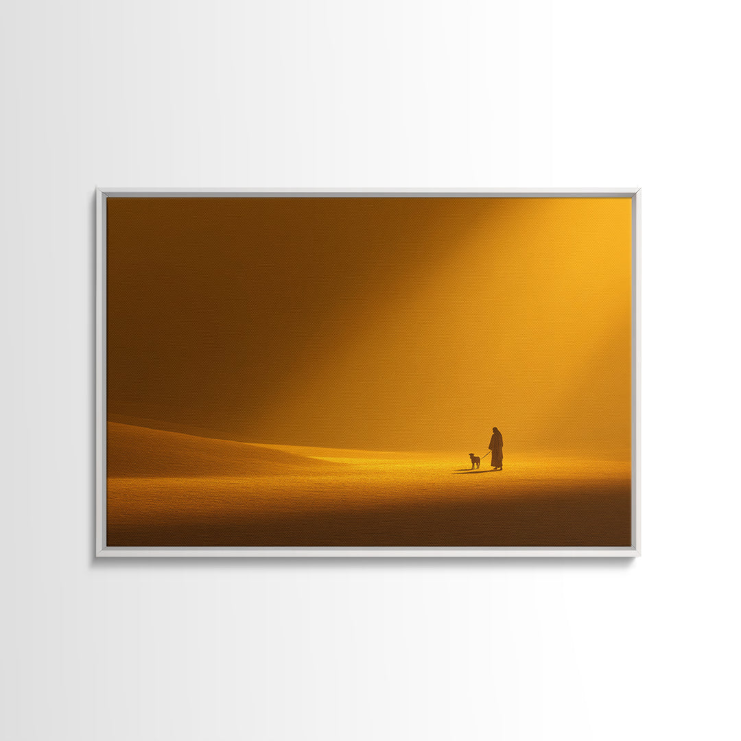 Desert Hope Glow, Framed Canvas Print, Minimalist Christian Art, Christian Art Canvas, Jesus Painting, Christian Decorations, Christian Art
