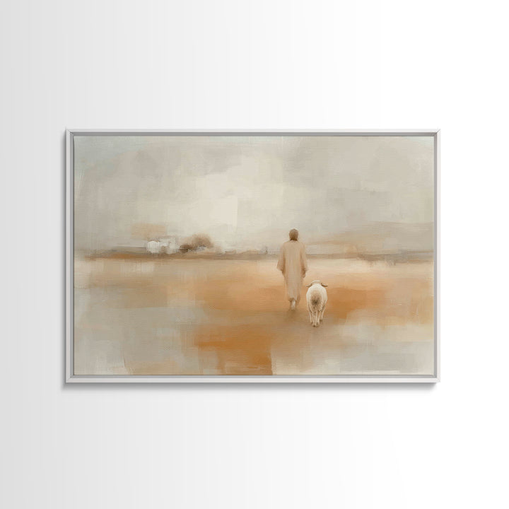 Quiet Fields Grace, Framed Canvas Print, Christian Art Canvas, Jesus Painting, Christian Wall Art, Christian Christmas Art, Subtle Christia