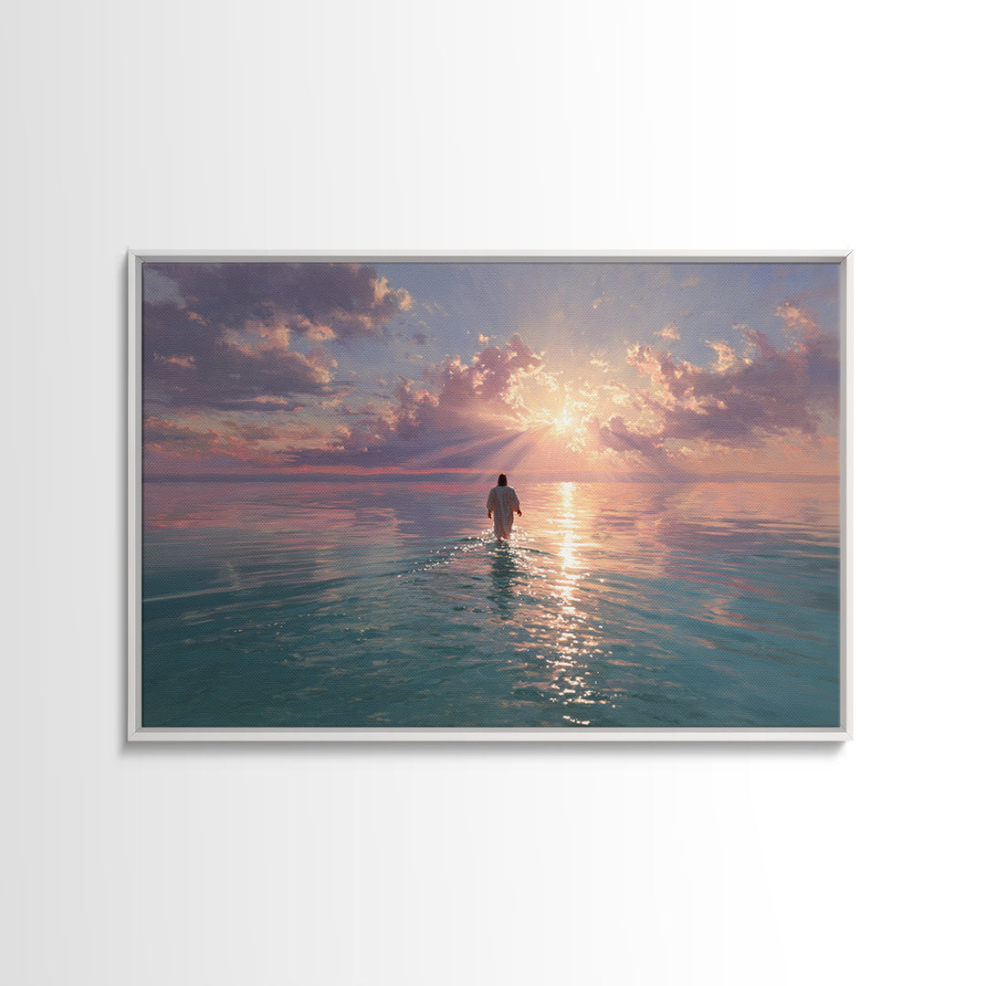 Radiant Sea Hope - Framed Canvas Print - Jesus Painting - Christian Wall Art - Christian Art Canvas - Christian Gift Ideas - Modern Christi