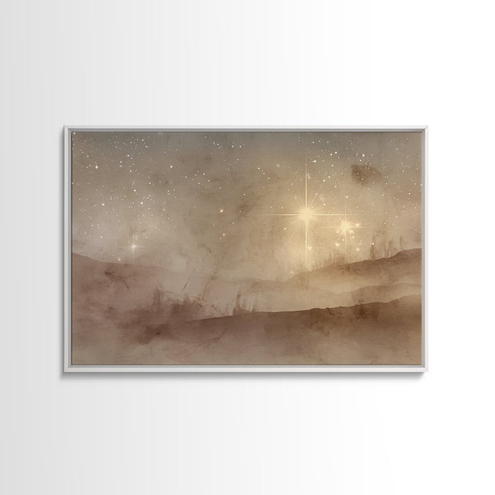 Desert Nativity Sky | Framed Canvas Print | Christmas Art | Christian Art Work | Christian Wall Art | Christian Christmas Decorations | Chr