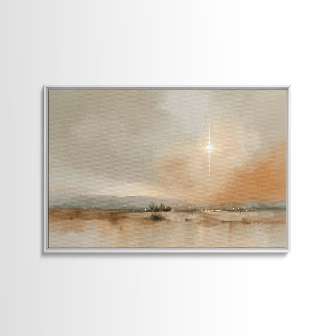 Celestial Promise – Framed Canvas Print – Christian Art Painting – Christmas Art Framed – Christian Wall Art – Christmas Art Prints – Chris