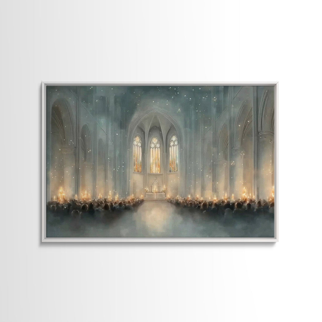 Cathedral Reflections – Framed Canvas Print – Christian Christmas Art – Christian Art Work – Christmas Canvas Wall Art – Modern Christian A